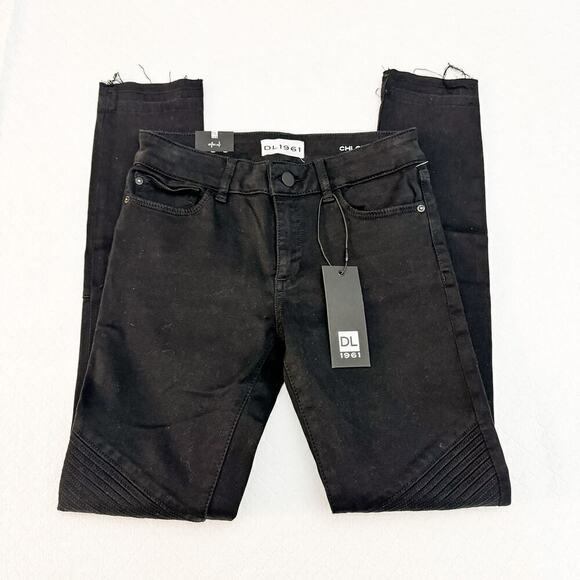 DL1961 Chloe Moto ActiveX Smart Denim Black Skinny Jans Size 14 NWT - Picture 3 of 9